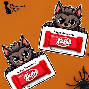 Werewolf Halloween Treat Tags, Trick or Treat Halloween Printable for Kids, Halloween Gift, Classroom Halloween Favors, Instant Download