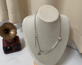 Cherry pendant pearl chain necklace