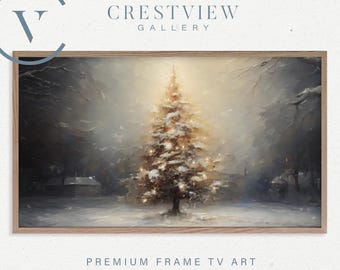 Farmhouse Christmas TV Art: Moody Winter Tree for Samsung Frame  | TV24