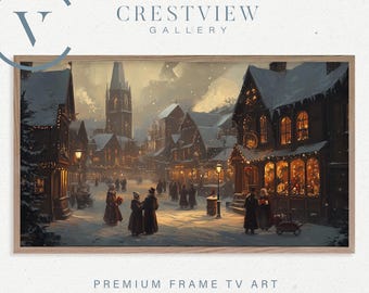 Vintage Christmas TV Art: Town Scene for Samsung Frame  | TV82