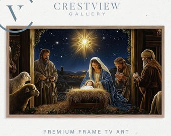 Nativity Scene Art: Christmas Oil Painting for Samsung Frame (Digital)  | TV136