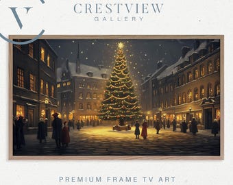 Christmas Vintage Town Painting, Samsung Frame TV Art (Digital Download)  | TV135