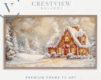 Samsung Frame TV Art: Vintage Christmas Gingerbread House - Digital Download | TV23