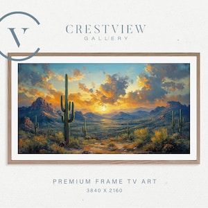 Desert Cactus TV Art: Vintage Saguaro Landscape for Samsung Frame  | TV04