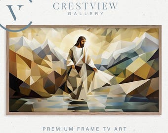 Jesus Walking on Water Digital Art - Bible Verse for TV Display | TV129