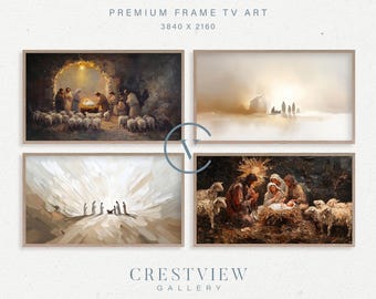 Nativity Art for Frame TV: Christian Christmas Prints (Set of 4)  | TV133