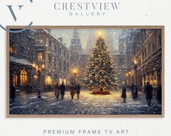 Christmas TV Art: Vintage Snowy Town Scene - Digital Download  | TV153