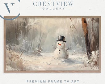 Samsung Frame TV Art: Snowman Painting - Christmas Farmhouse Decor  | TV150