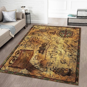 Kaarttapijt, vintage kaarttapijt, kaartdecor, woonkamertapijt, modern tapijt, karpet, antisliptapijt, populair tapijt, slaapkamertapijt, decoratief tapijt, oud kaarttapijt