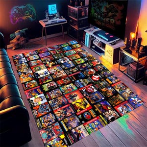 Retro Game Rug, Video Game Rug, Retro Game Decor,Game Room Rug, Gamer Rug, Game Room Decor, Player Rug, Popular Rug, Area Rug, Kids Room Rug