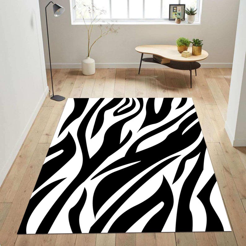 Zebra Rug, Skin Rug, Zebra Pattern Rug, Zebra Decor, Animal Rug, Luxery ...