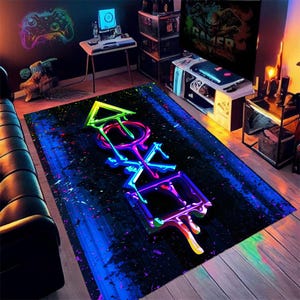 Neon Look Rug,gifts for Gamers, Popular Rug, Player Rug ,video Game Rug ...