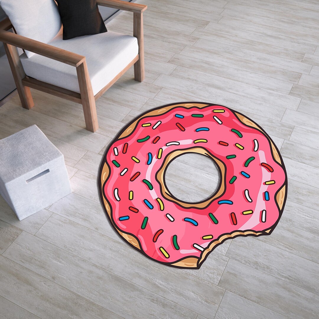 Cartoon Donut Rug: Colorful Modern Decor, Non-slip Round Rug - Etsy
