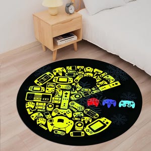 Game Room Rug, Round Rug, Retro Game  Rug, Game Room Decor, Popular Rug, Area Rug, Player Rug, Retro Decor, Modern Rug, Living Room Rug