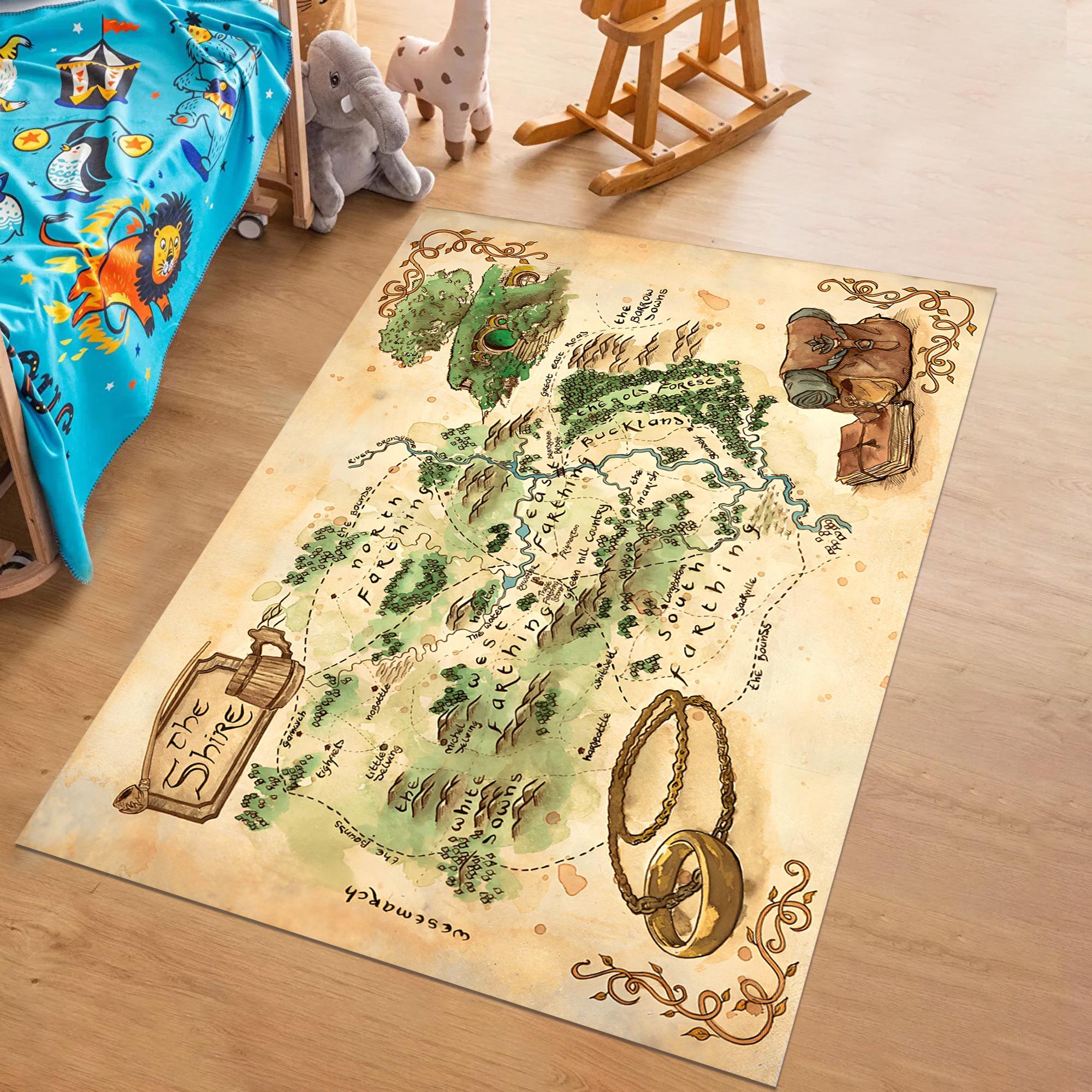 Middle Earth Map Rug,Popular Movie Rug, Map Rug, The Rings Map Rug, Fantastic Rug, Hobbit Rug, Movie Rug, Popular Rug,LOTR Rug, Children Rug