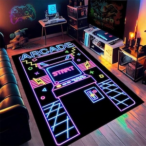 Game Room Rug, Game Room Decor, Player Rug , Arcade Rug, Video Game Rug, Gifts for Gamers,Atari Rug,Arcade Decor,Popular Rug,Living Room Rug