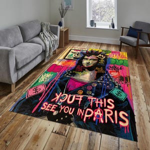 Colorful Rug,Mona Lisa Rug, Popart Rug,Garffity Rug, Street Art Rug, Area Rug, Living Room Rug, Modern Rug, Personalized Rug, Popular Rug