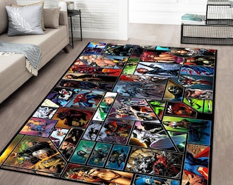 Superhero Rug, Mixed Character, Movie Rug, Cartoon Rug, Movie Decor, Game Room Rug, Modern Rug, Cartoon Decor, Popular Rug, Living Room Rug