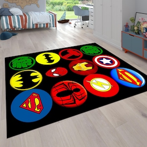 Superhero Teppich, Mixed Character, Kinderzimmer Dekor, Marvel Teppich, Fantastischer Teppich, Jungenzimmer Teppich, Geschenk für Kinder,Babyzimmer Teppich