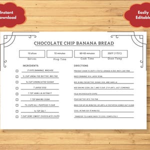 Instant Download 4 x 6 Recipe Card | Modern & Minimalist Design
