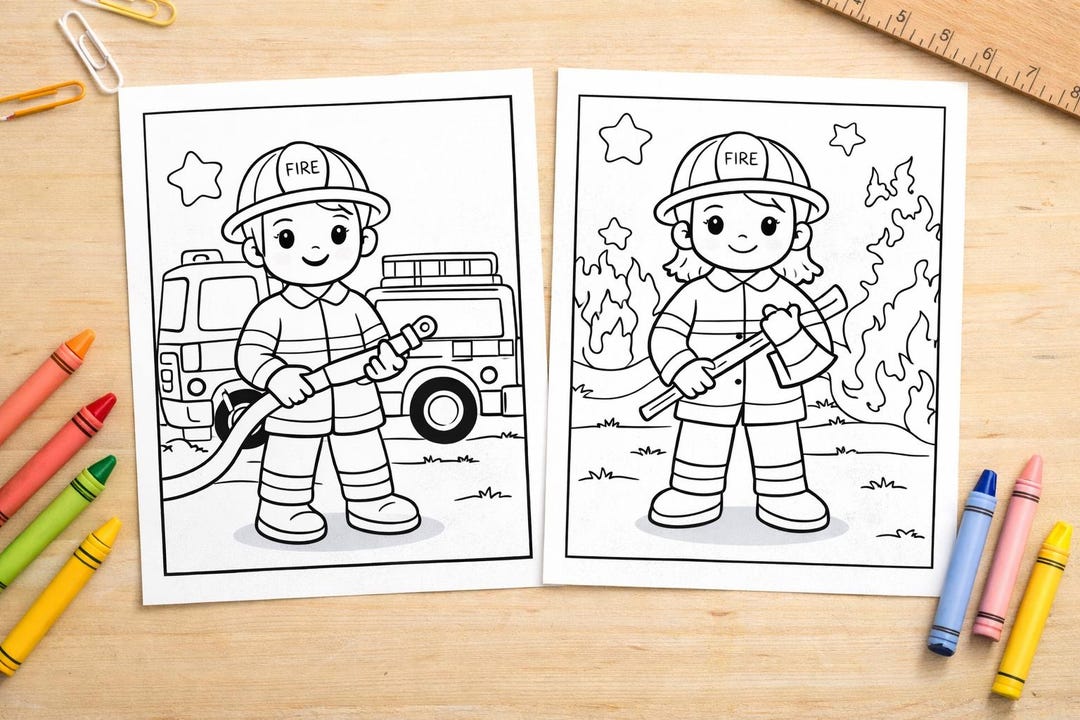 Firefighter Coloring Page for Kids | Community Helper Printable ...