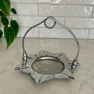 Vintage Lennard Silver-Plated Chippendale Serving Tray & Midcentury Farber Bros Krome-Kraft Small Handled 7 Point Star Tray