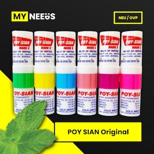 POY SIAN - Nasen Inhalierstift / Riechstift | Thailand Original | Menthol & Eukalyptus | Aromatherapie | Neu OVP