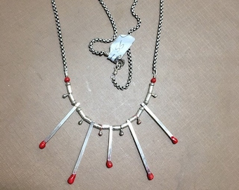 Matchsticks necklace Silver and acrylic-"you light up my life"