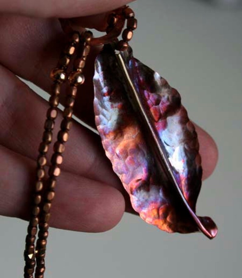 Copper leaves iridescent rainbow Etsy