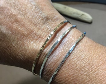 Silver or gold bracelet cuff hammered and forged metalsmith work-Handmade Dainty cuff mother's day Valentine's gift
