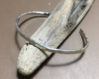 Silver bracelet cuff hammered and forged metalsmith work-Handmade Dainty cuff sterling silver cuff