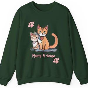 Meow and Shine Crewneck Sweatshirt | Cat Lover Gift | Cozy Unisex Sweatshirt | Casual and Cute | Perfect for Cat Enthusiasts| Gift for her