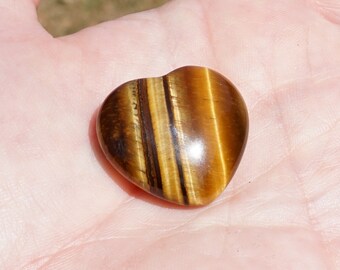 Tiger Eye Heart Stone ~ ONE Small Polished Tiger Eye Heart // Approximately 1 Inch // Nature Gift Heart Crystal ~ Good Luck Stone