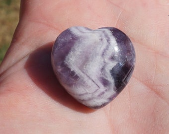 Amethyst Heart Stone ~ ONE Small Polished Chevron Amethyst Heart // Approximately 1 Inch // Nature Gift Heart Crystal ~ Good Luck Stone