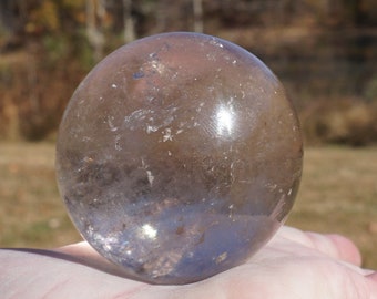 Smoky Quartz Crystal Sphere #1 ~ 2 Inch ~ 6.3 Ounce ~ Polished Clear Quartz Crystal Ball with Display Stand ~ Reiki ~ Crystal