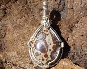 Asteroid Jasper and Sterling Silver Wire Wrapped Pendant ~ Natural Stone Jewelry, Jasper Pendant, Handcrafted