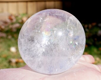 Quartz Crystal Sphere #6 ~ 2 Inch Polished Clear Quartz Crystal Ball with Display Stand ~ Stone Sphere ~ Reiki ~ Feng Shui ~ 6.1 Ounces