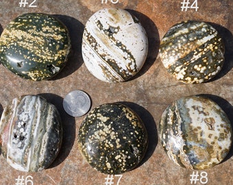 Ocean Jasper #40 ~ YOU PICK ~ Medium Polished Natural Ocean Jasper Palm Stone ~ Approximately 2 - 2.5 Inch ~ 4 - 5 Ounces ~ Pebble ~ Stone