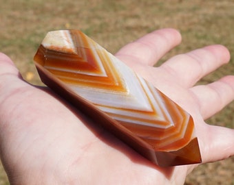 Carnelian #13 ~ Polished Carnelian Crystal Wand ~ 3.5" x 1.1 x 1" ~ Calming Stone ~ 3.2 Ounces ~ Crystal Tower Red Agate ~ Gems and Minerals