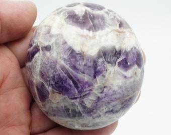 Amethyst Palm Stone #7 ~ Polished Natural Chevron Amethyst Stone Pebble ~ 2.6" x 2.4" x 1" ~ 6.2 Ounces ~ Free Shipping