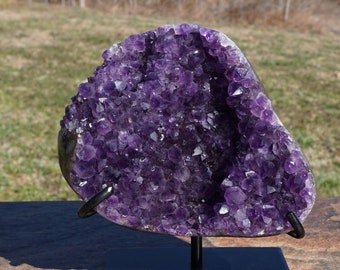 Amethyst #87 ~ Natural High Quality Uruguayan Amethyst Crystal Geode ~ Pinecone Amethyst ~ Metal Display Stand ~ 5 In ~ 1 Lb, 14 Oz