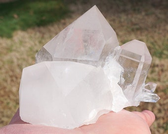 Quartz #11 ~ Natural High Quality Arkansas Clear Quartz Crystal Cluster ~ 2.5" x 3.25" x 2" ~ 7.66 Ounces ~ U.S. Mined Gems and Minerals