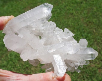 Quartz #13 ~ Natural High Quality Arkansas Clear Quartz Crystal Cluster ~ 3.5" x 2.75" x 1.35" ~ 5.14 Ounces ~ U.S. Mined Gems and Minerals