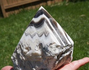 Zebra Calcite #19 ~ Large Polished Zebra Calcite Point ~ Natural Stone ~ 3.5" x 3" x 2.75" ~ 1 Pound, 9 Ounces ~ Unique Crystal