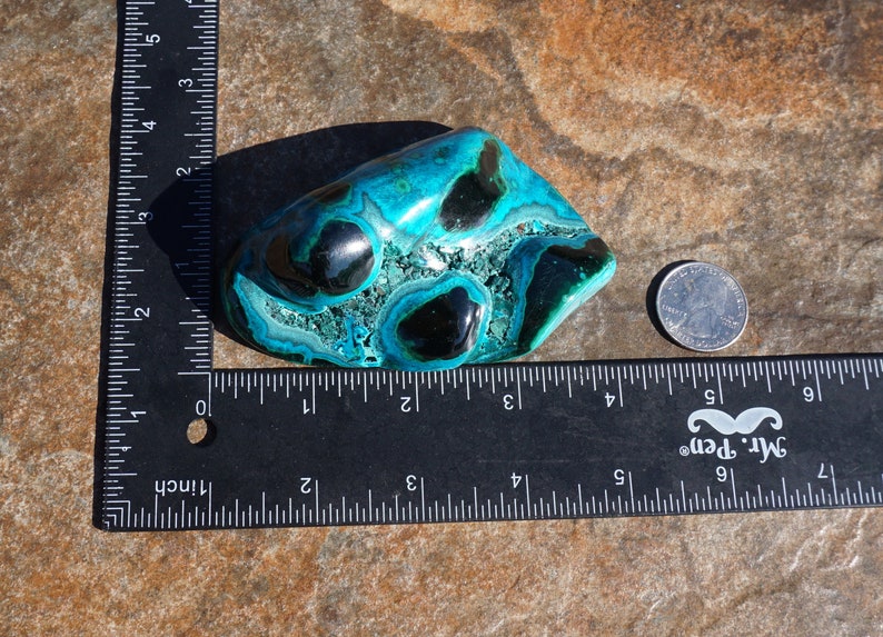 Malachite 33 Polished Malachite, Heterogenite & Chrysocolla RARE High Quality Mineral Specimen Collector Stone 8 Oz 4 x 2.5 x 1.5 image 10