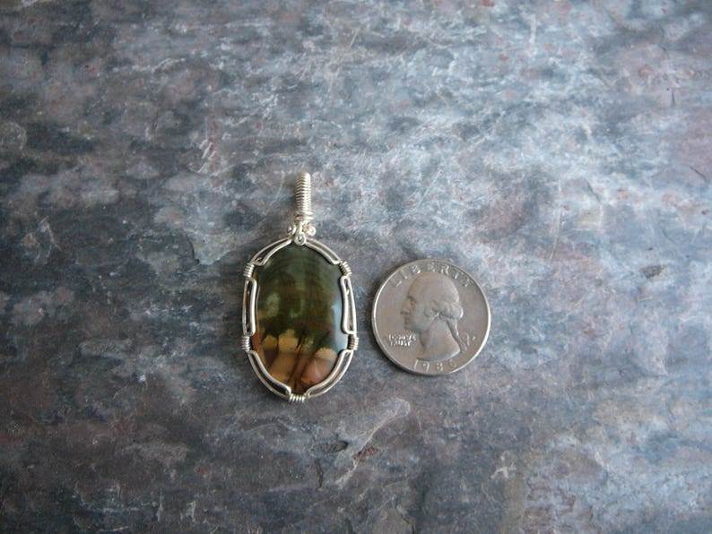 Jasper and Sterling Silver Wire Wrapped Pendant ~ Large Cherry Creek Jasper Natural Stone Handmade Wire Wrap Pendant ~ Earthy