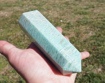 Amazonite #5 ~ Polished Amazonite Tower ~ Display Stone with Flat Base ~ Natural Decor ~ 4.8 Inch x 1.4 Inch x 1.1 Inch ~ 8.7 Ounces