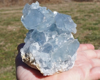 Celestite #4 ~ Natural Blue Celestite Crystal Cluster from Madagascar ~ Untreated Mineral Specimen ~ 1 Pounds 5 Ounces ~ 3" x 3.4" x 2.5"