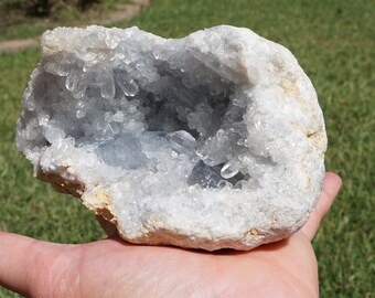 Celestite #1 ~ Large Natural Blue Madagascar Celestite Crystal Geode  ~ 2 pounds, 5 Ounces ~ 5 in. x 3 in. x 3 in. ~ Natural Home Decor