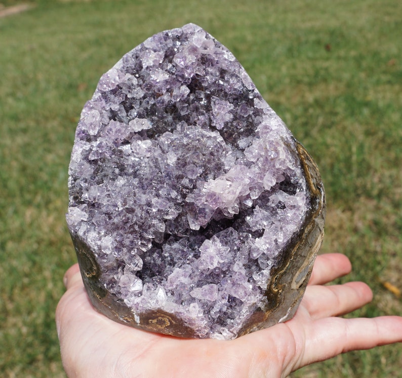 Amethyst 27 Lavender Uruguayan Natural Amethyst Geode with Cut Base for Display 1 Pound 11.5 Ounces 4.6 x 3.4 x 3 image 2